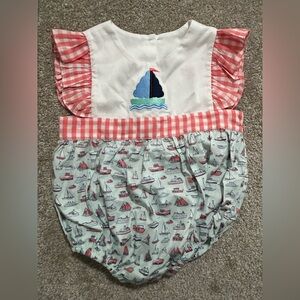 Banana Split 9 Mths Sailboat Embroidered Baby bubble